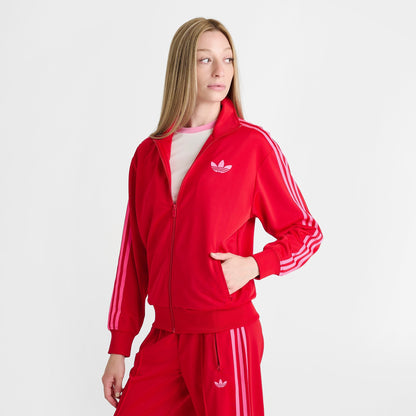 Women's adidas Originals adicolor Classic Firebird Loose Track Top - Better Scarlet/Lucid Pink