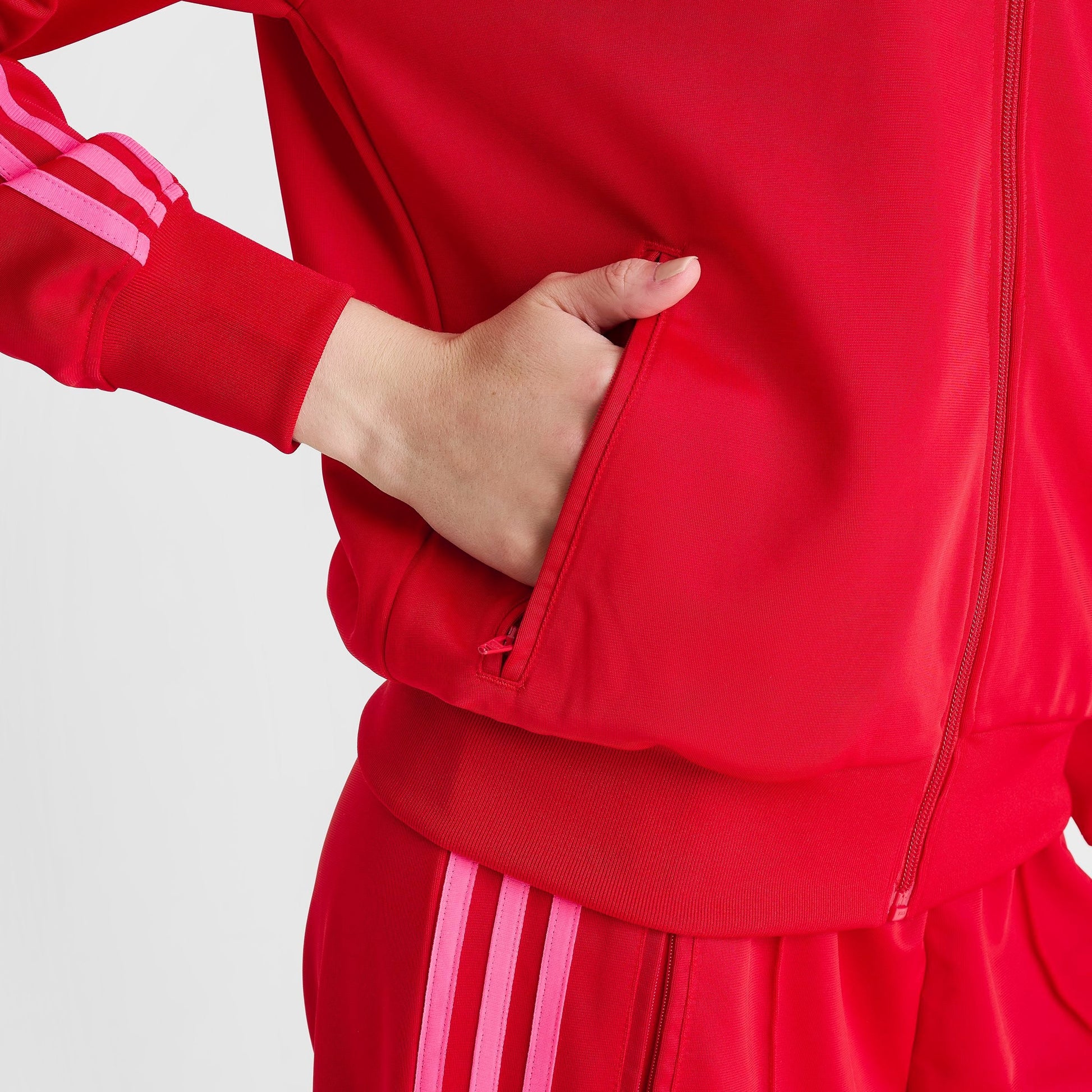 Women's adidas Originals adicolor Classic Firebird Loose Track Top - Better Scarlet/Lucid Pink