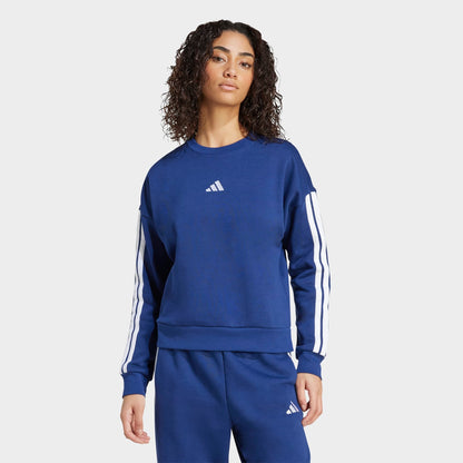 Women's adidas Essentials 3-Stripes Fleece Sweatshirt - Dark Blue/White