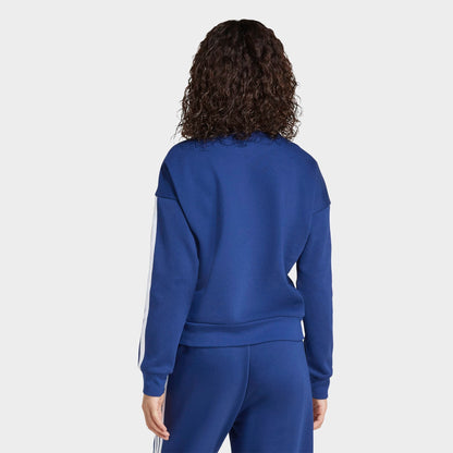 Women's adidas Essentials 3-Stripes Fleece Sweatshirt - Dark Blue/White