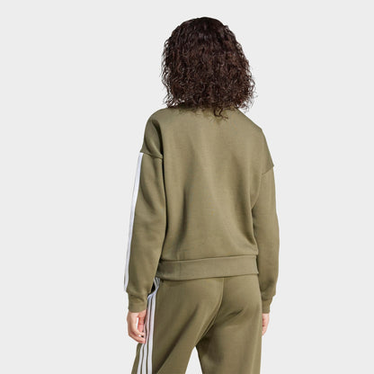 Women's adidas Essentials 3-Stripes Fleece Sweatshirt - Olive Strata/White