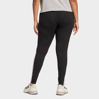 Women's adidas Essentials 3-Stripes Cotton Leggings (Plus Size) - Black/Clear Pink