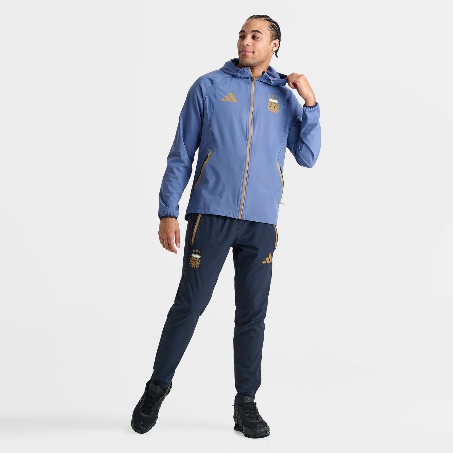 Men's adidas Argentina Tiro Travel Full-Zip Windbreaker Jacket - Crew Blue