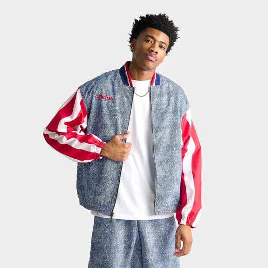 Men's adidas Denim Graphic Track Top - White/Dark Blue