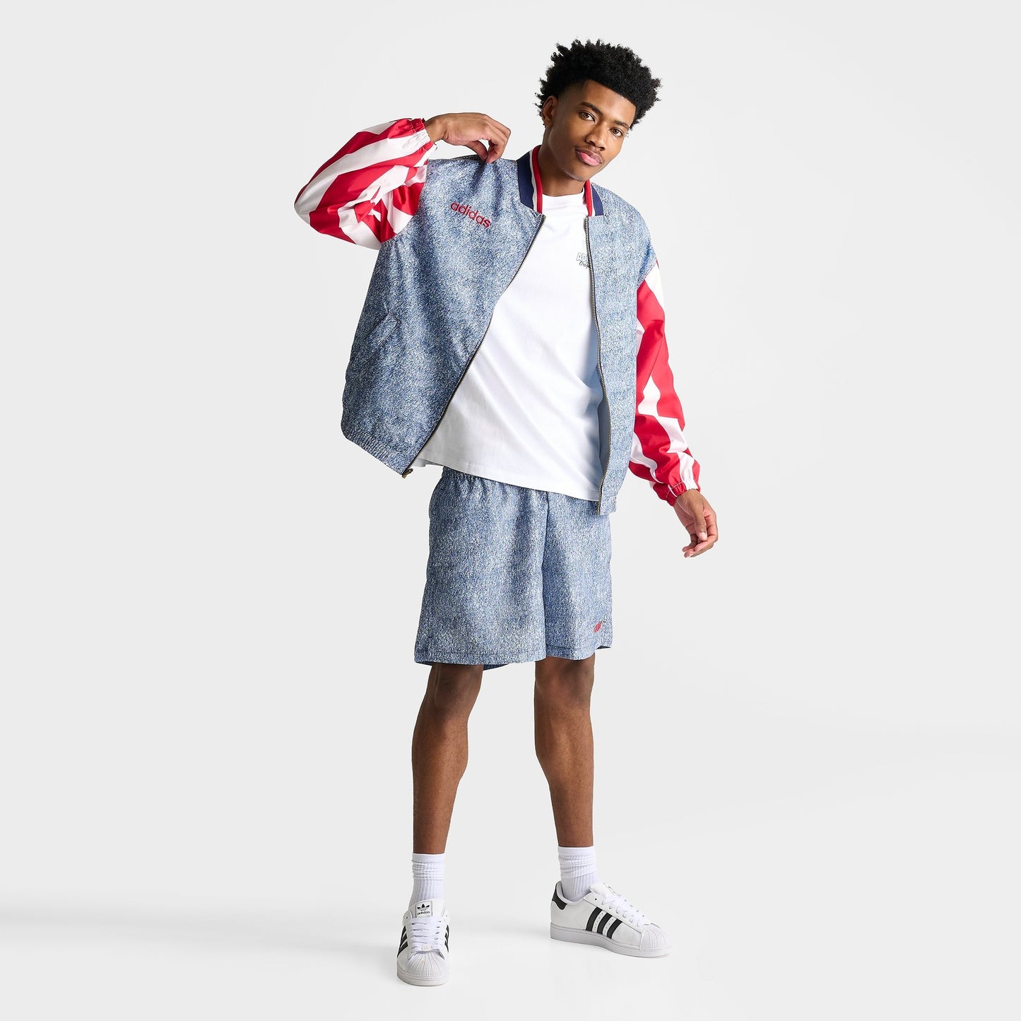Men's adidas Denim Graphic Track Top - White/Dark Blue