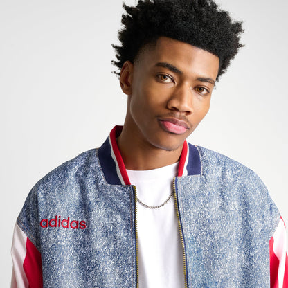 Men's adidas Denim Graphic Track Top - White/Dark Blue