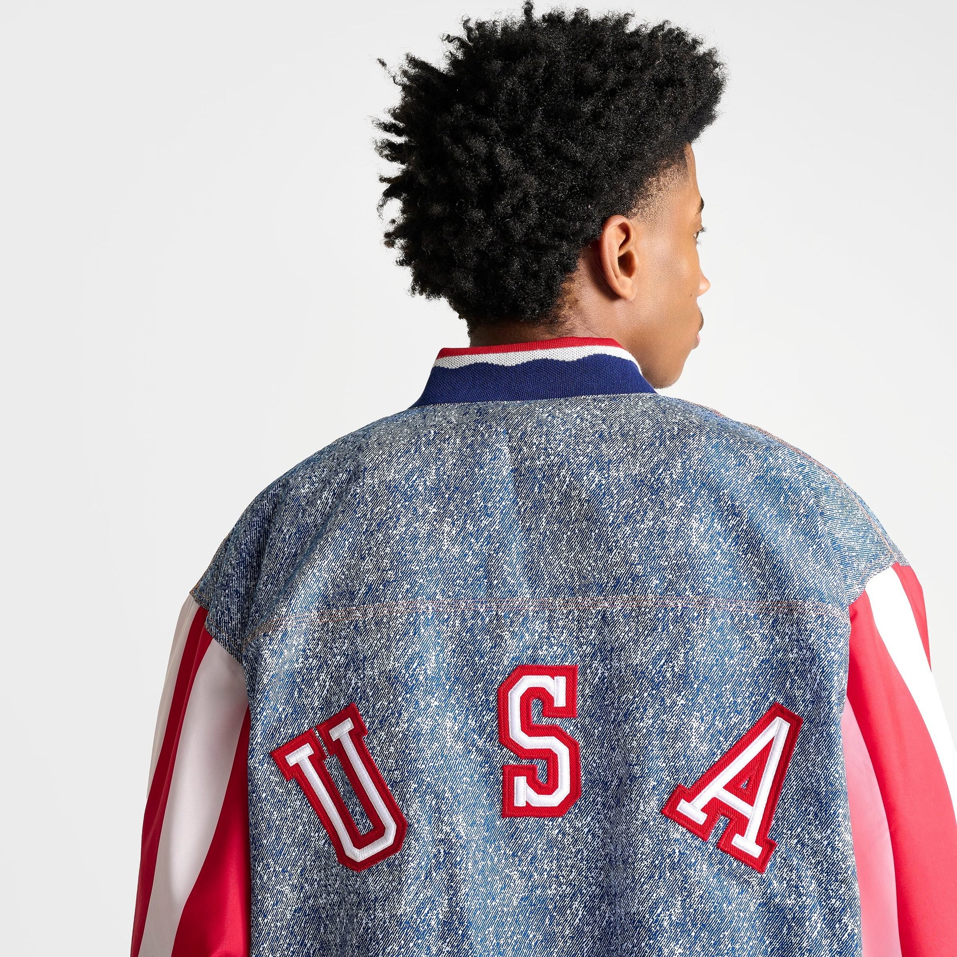 Men's adidas Denim Graphic Track Top - White/Dark Blue