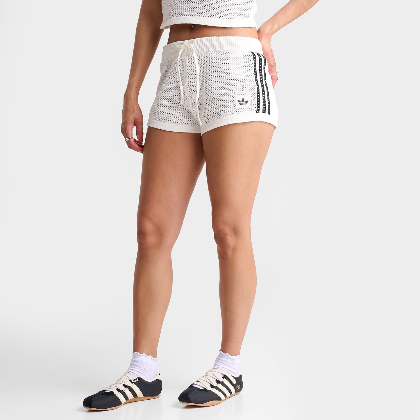 Women's adidas Originals Knitted Crochet Shorts - Off White