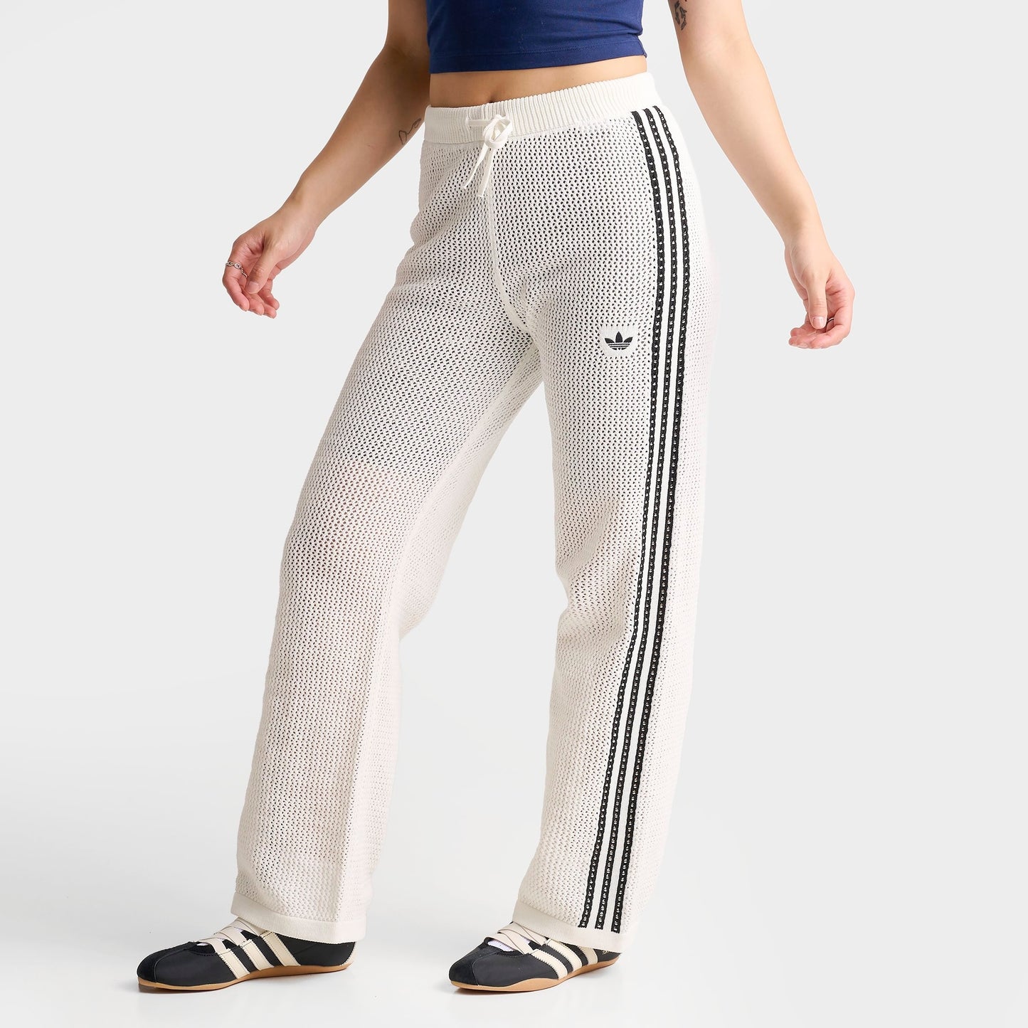 Women's adidas Originals Knitted Crochet Firebird Track Pants - Off White