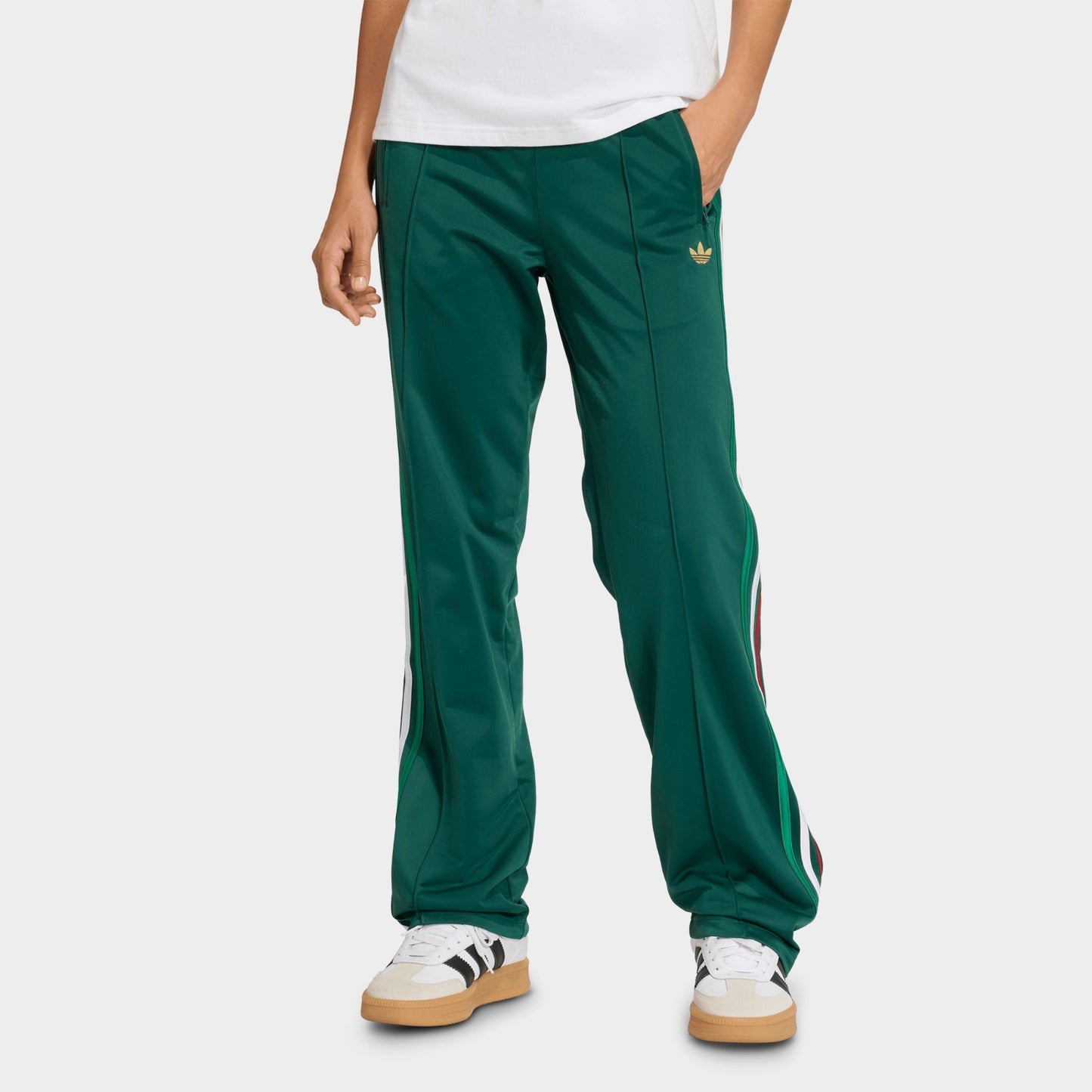 Women's adidas Originals Firebird Classic Track Pants - Team Dark Green/Bold Green/White/Better Scarlet