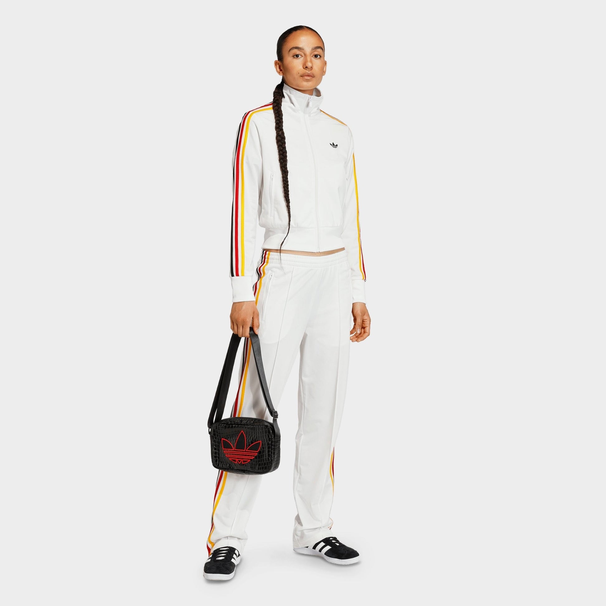 Women's adidas Originals Firebird Classic Track Pants - Cloud White/Collegiate Gold/Team Power Red 2/Black