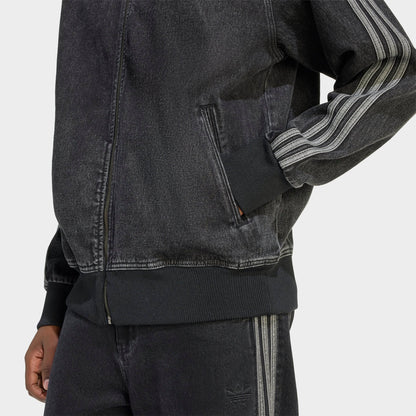 Men's adidas Originals Adicolor Denim Firebird Track Top - True Black Denim