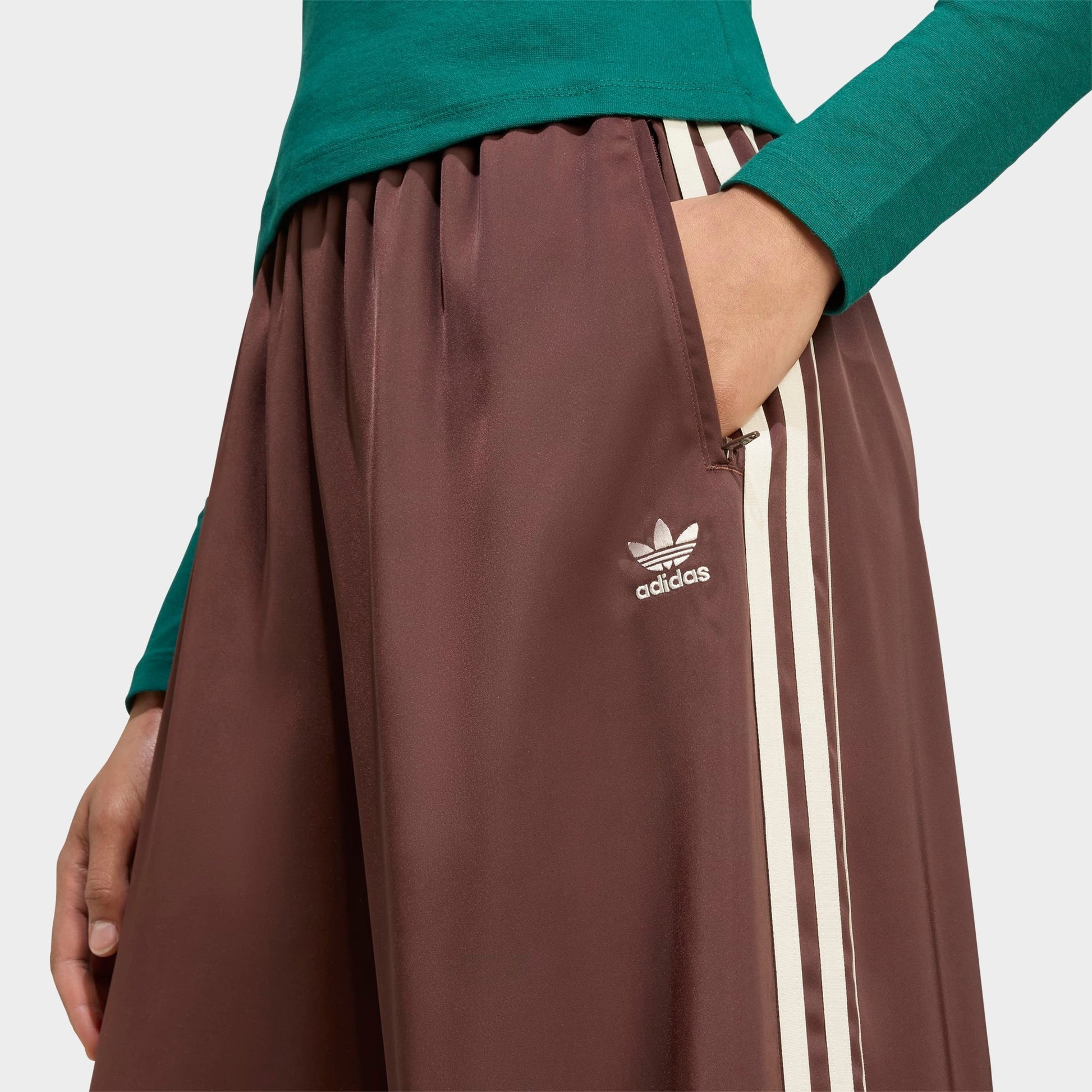 Women's adidas Originals adicolor Satin Wide Leg Track Pants - Auburn/Cream White
