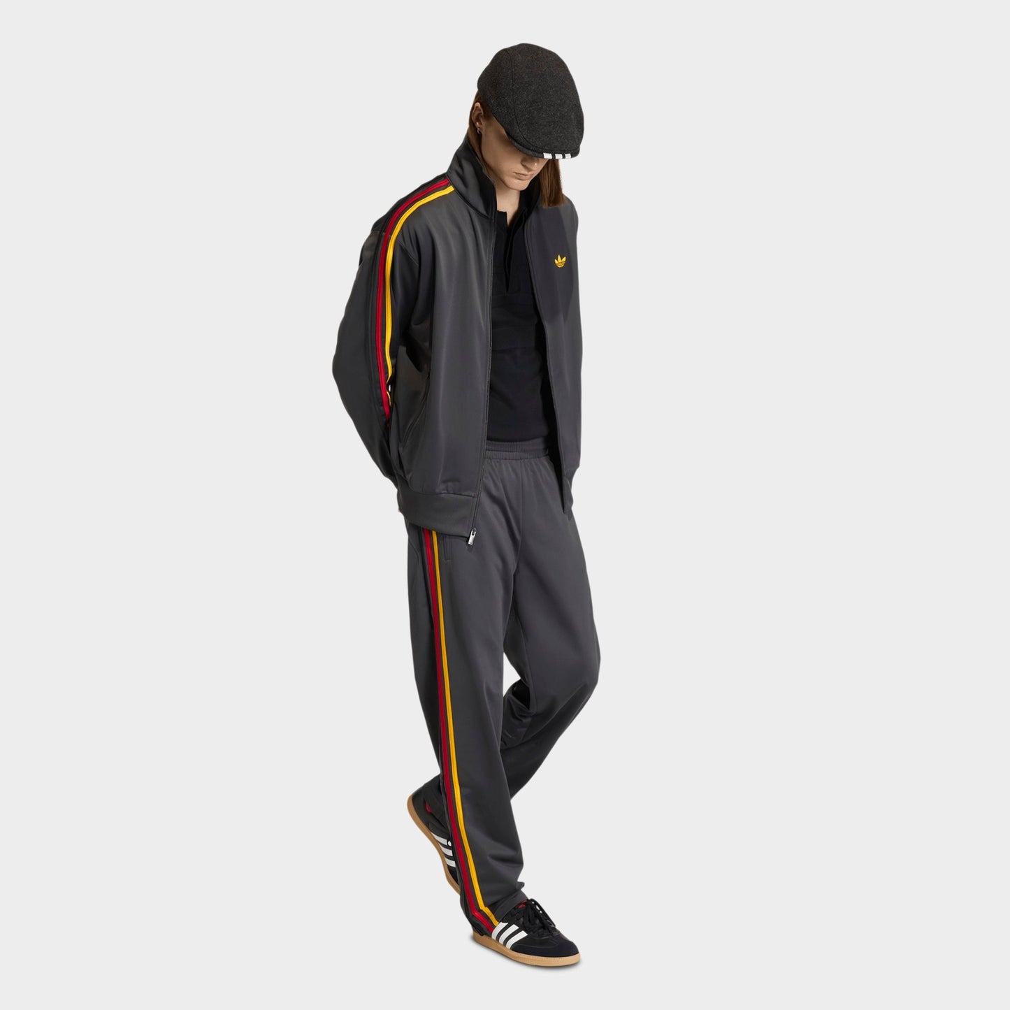 Men's adidas Originals adicolor Firebird Track Pants - Utility Black/Collegiate Gold/Team Power Red 2