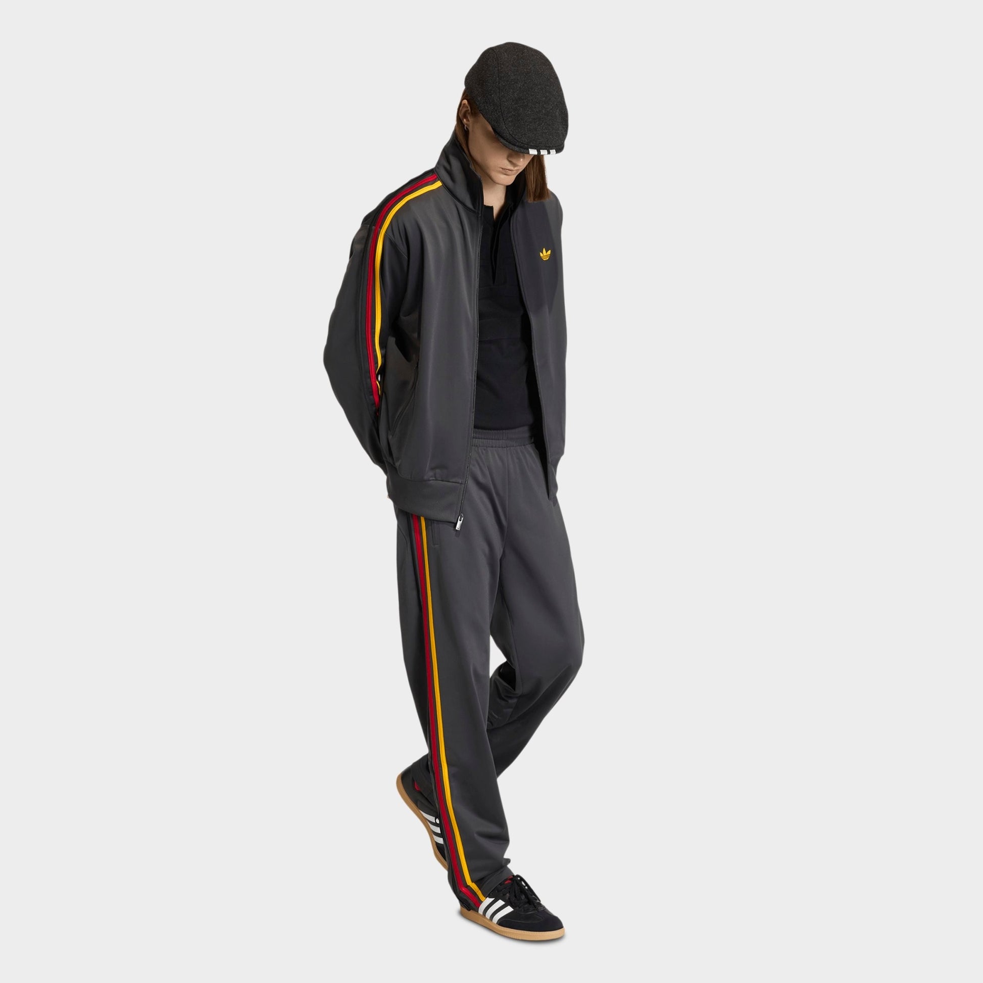 Men's adidas Originals adicolor Firebird Track Pants - Utility Black/Collegiate Gold/Team Power Red 2