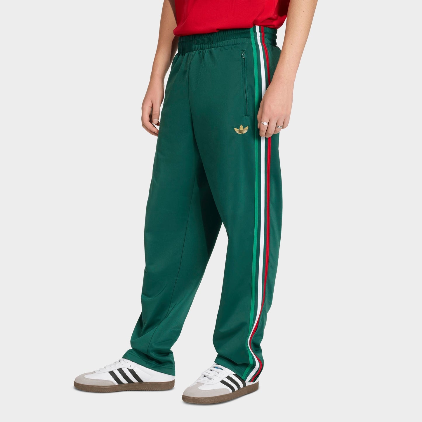 Men's adidas Originals adicolor Firebird Track Pants - Team Dark Green/Bold Green/White