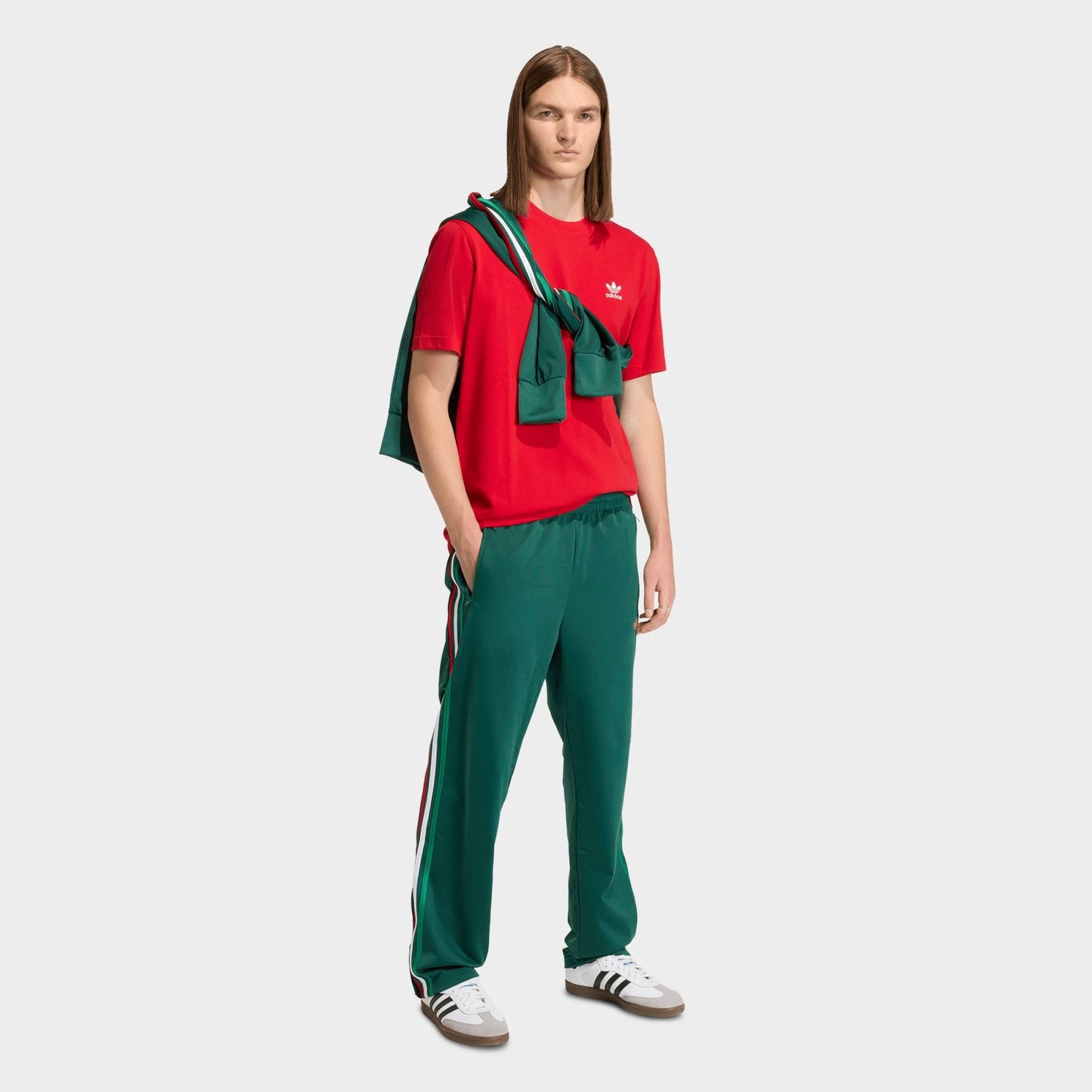 Men's adidas Originals adicolor Firebird Track Pants - Team Dark Green/Bold Green/White