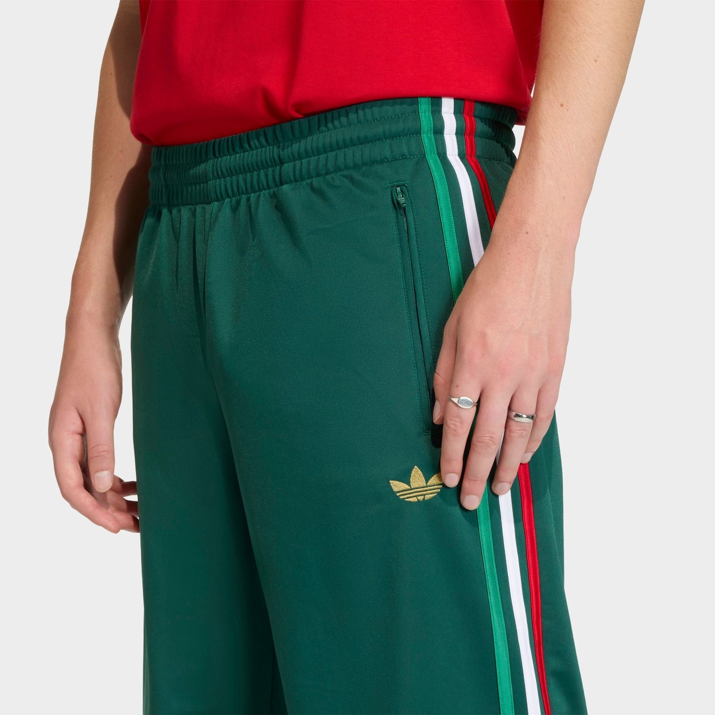 Men's adidas Originals adicolor Firebird Track Pants - Team Dark Green/Bold Green/White