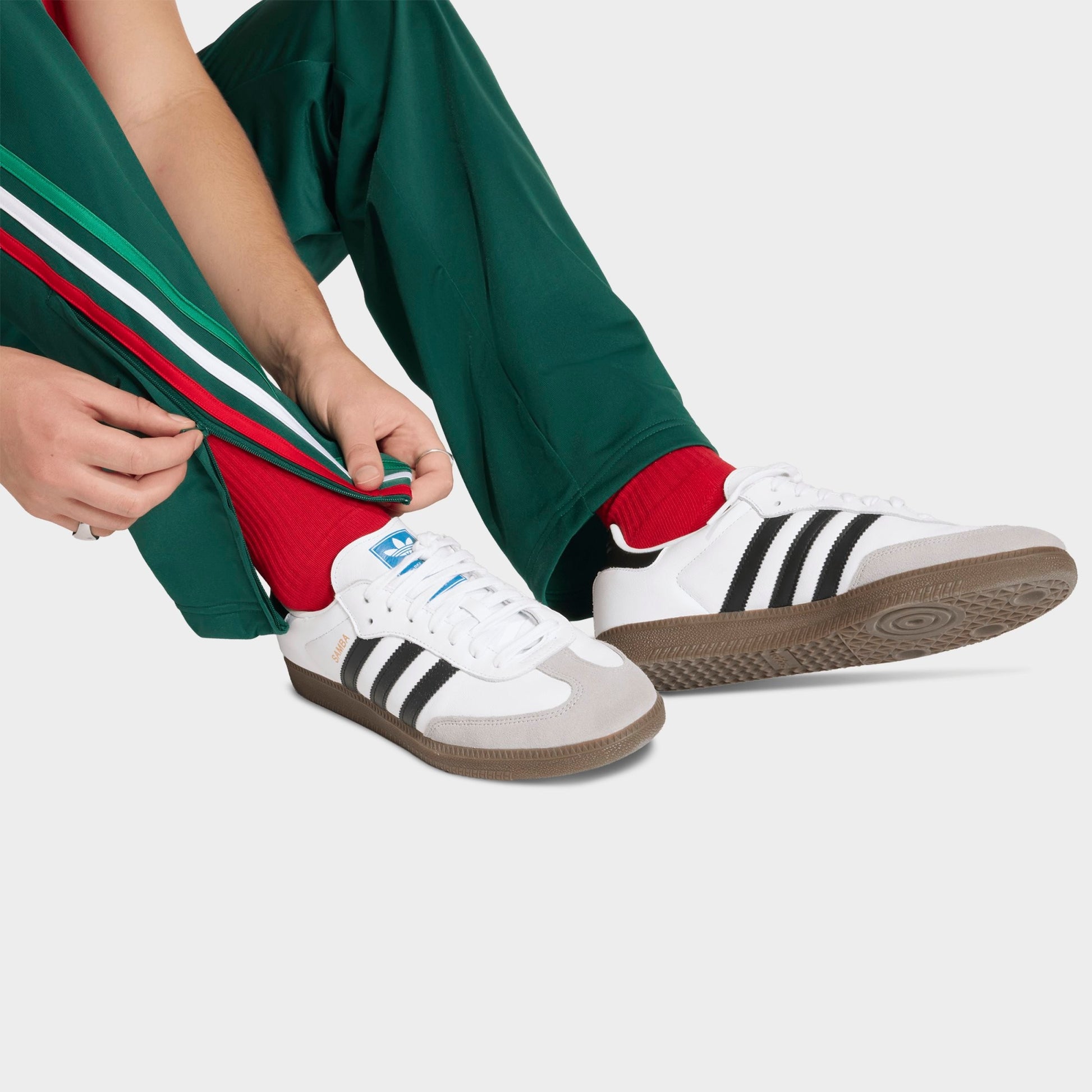 Men's adidas Originals adicolor Firebird Track Pants - Team Dark Green/Bold Green/White
