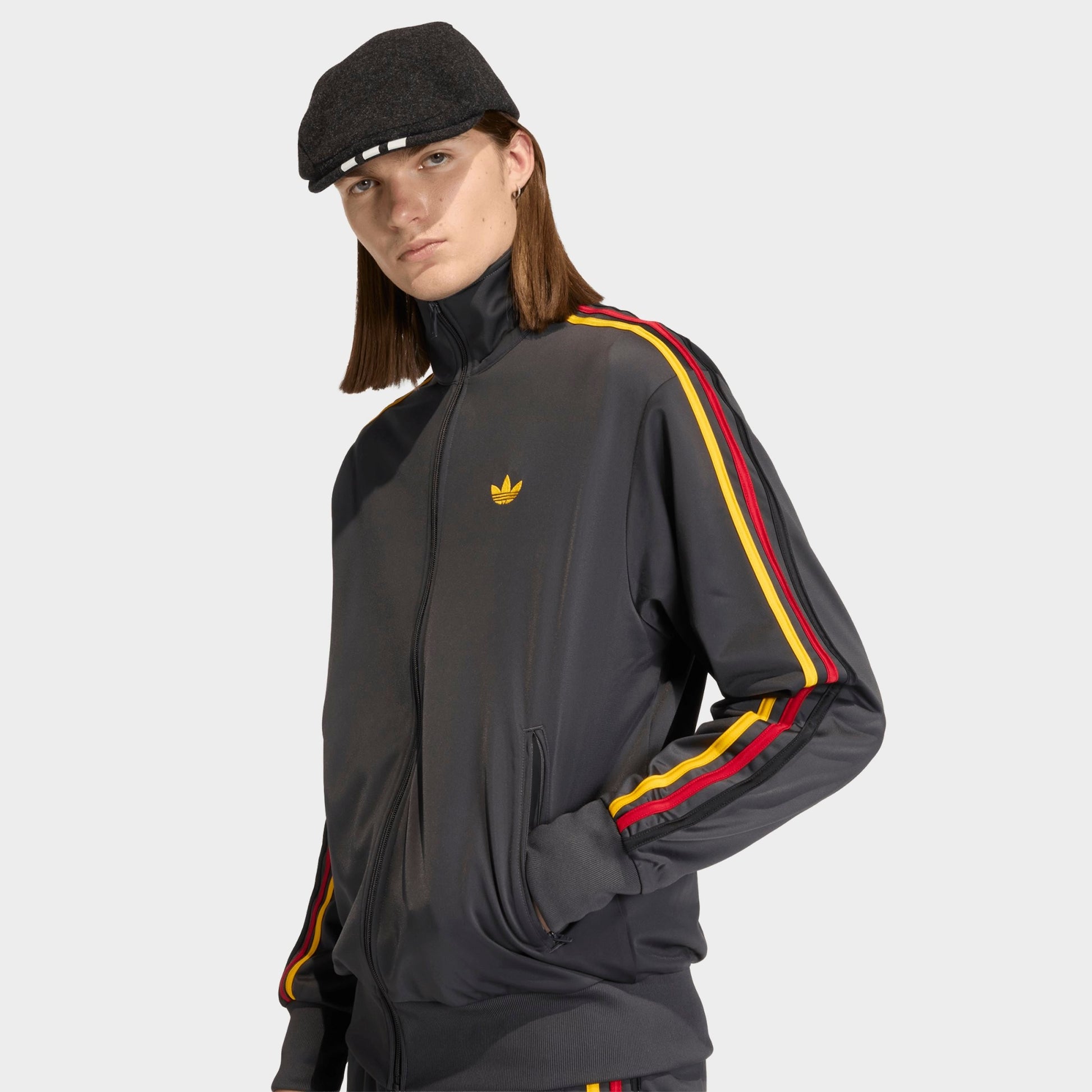 Men's adidas Originals adicolor Sport Firebird Track Jacket - Utility Black/Collegiate Gold/Team Power Red