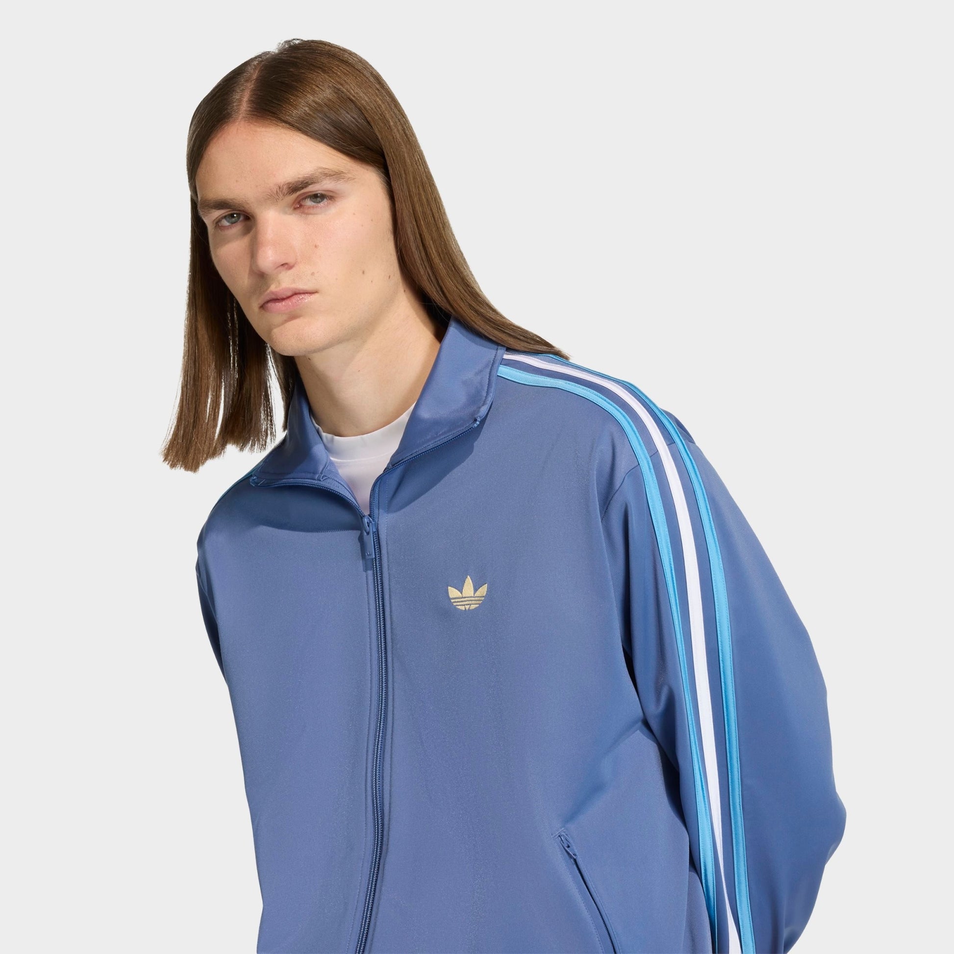 Men's adidas Originals adicolor Sport Firebird Track Jacket - Crew Blue/Light Blue/White