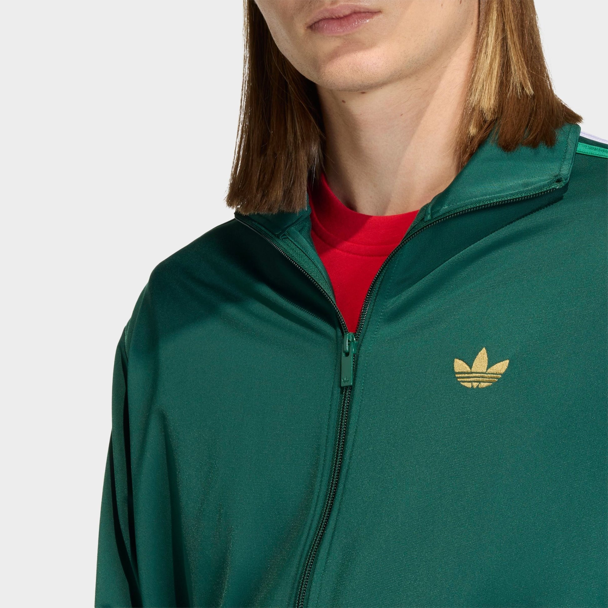 Men's adidas Originals adicolor Sport Firebird Track Jacket - Team Dark Green/Bold Green/White