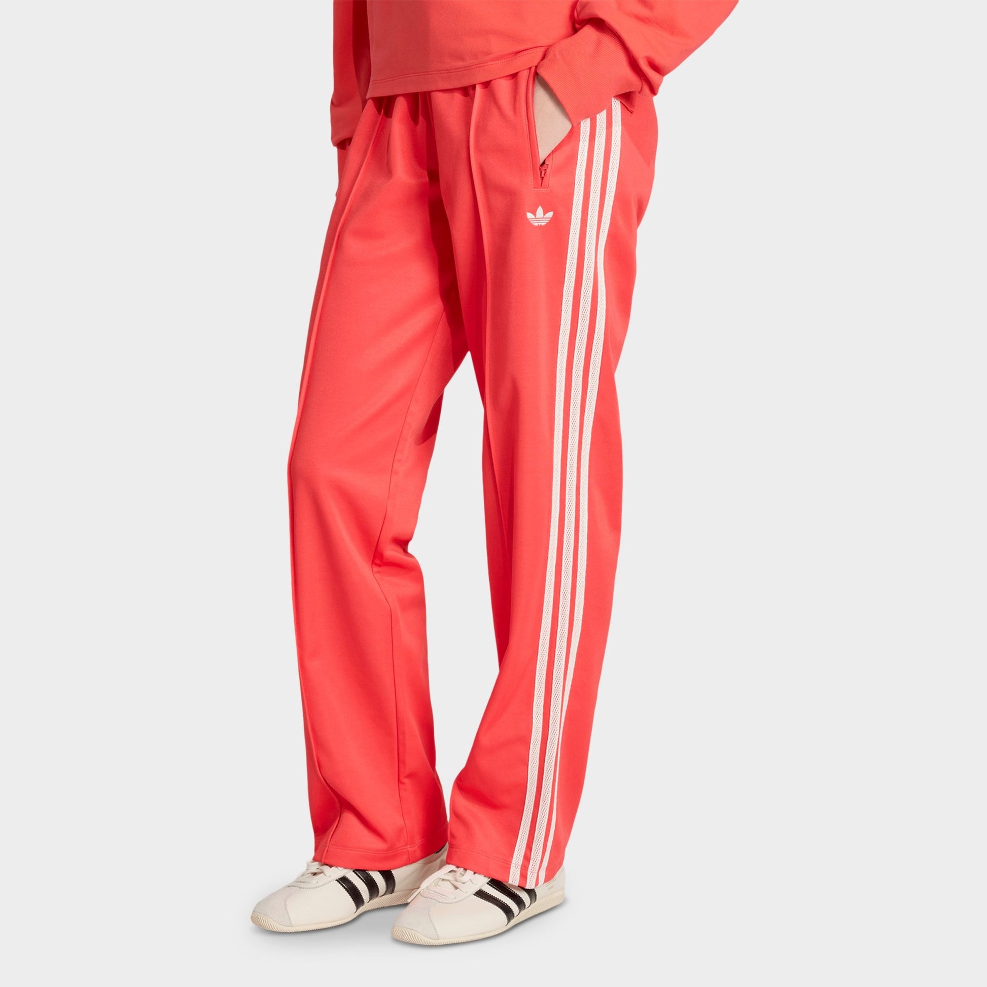 Women's adidas Originals Firebird Knitted Crochet Details Track Pants - Semi Lucid Red