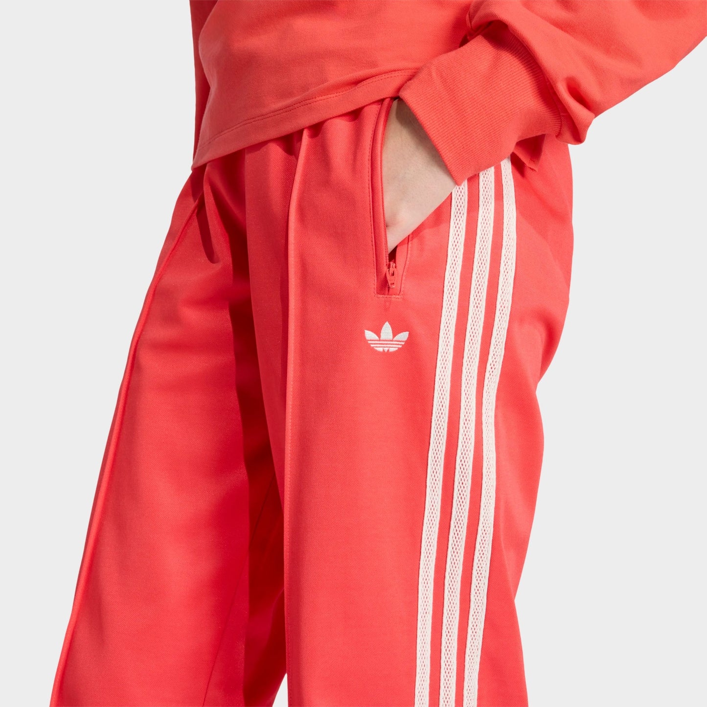 Women's adidas Originals Firebird Knitted Crochet Details Track Pants - Semi Lucid Red