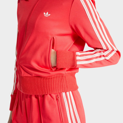 Women's adidas Originals Firebird Knitted Crochet Details Track Top - Semi Lucid Red