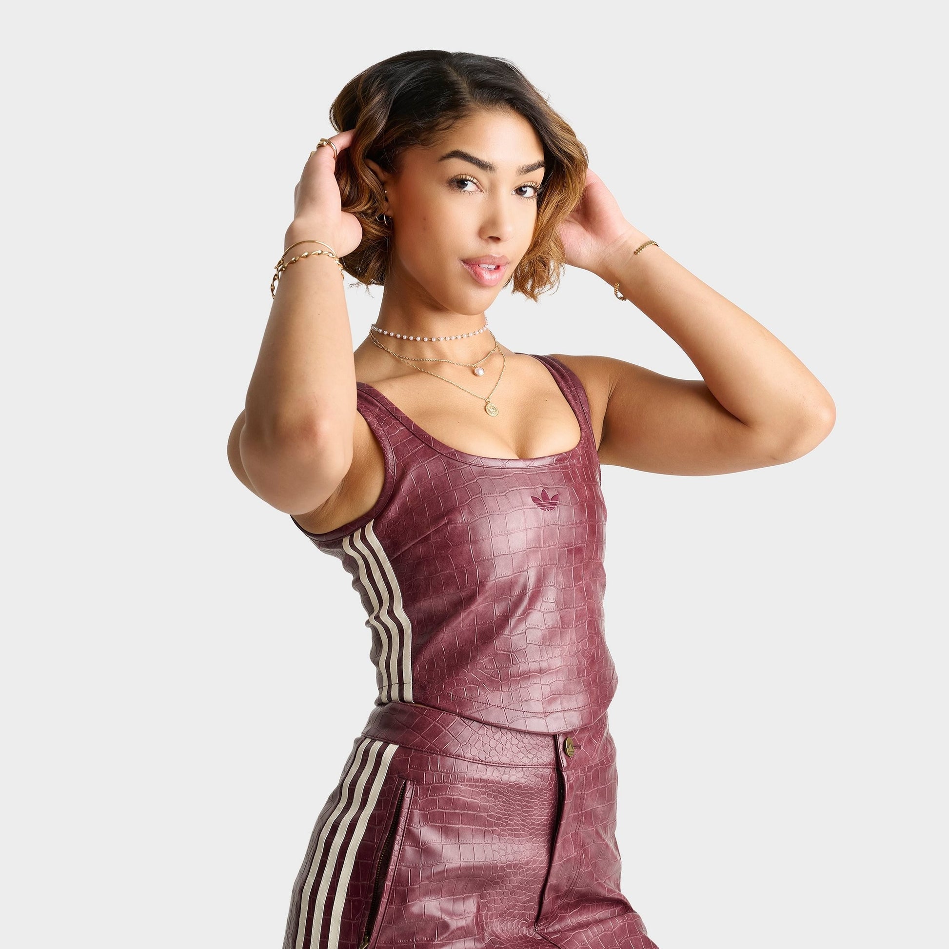 Women's adidas Originals Croc Pleather Corset Top - Maroon
