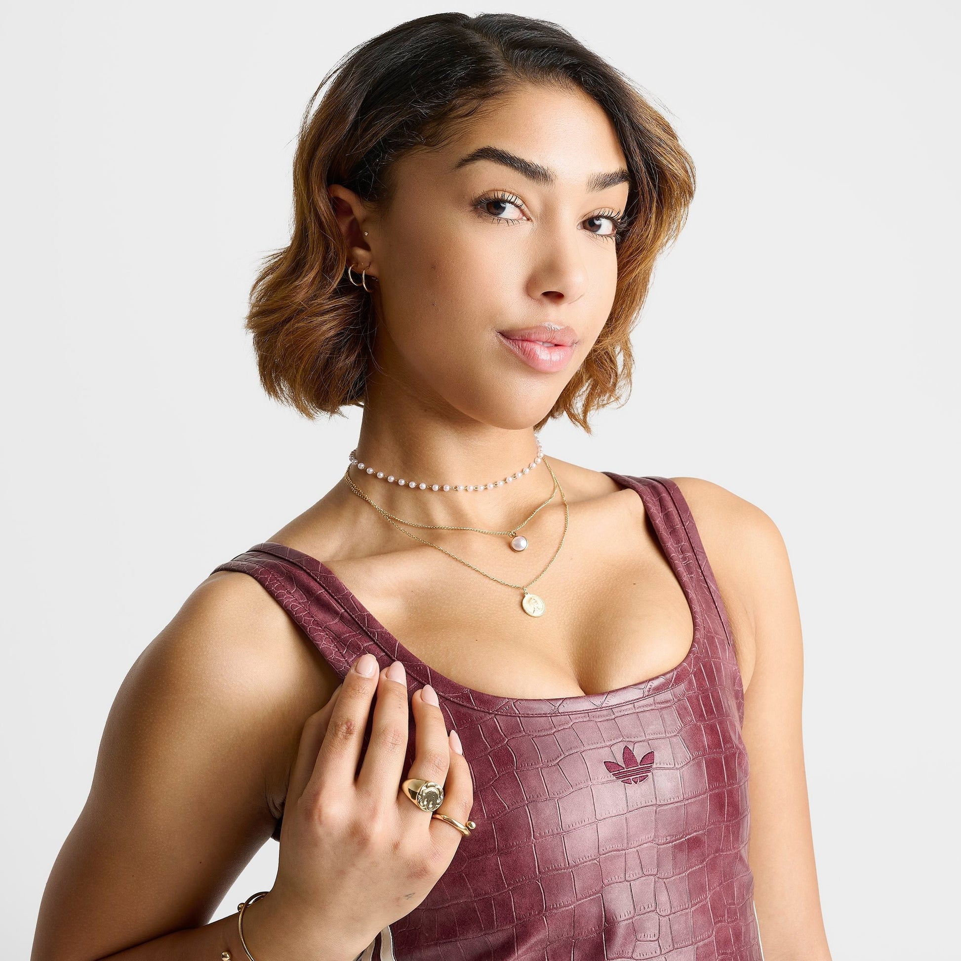 Women's adidas Originals Croc Pleather Corset Top - Maroon