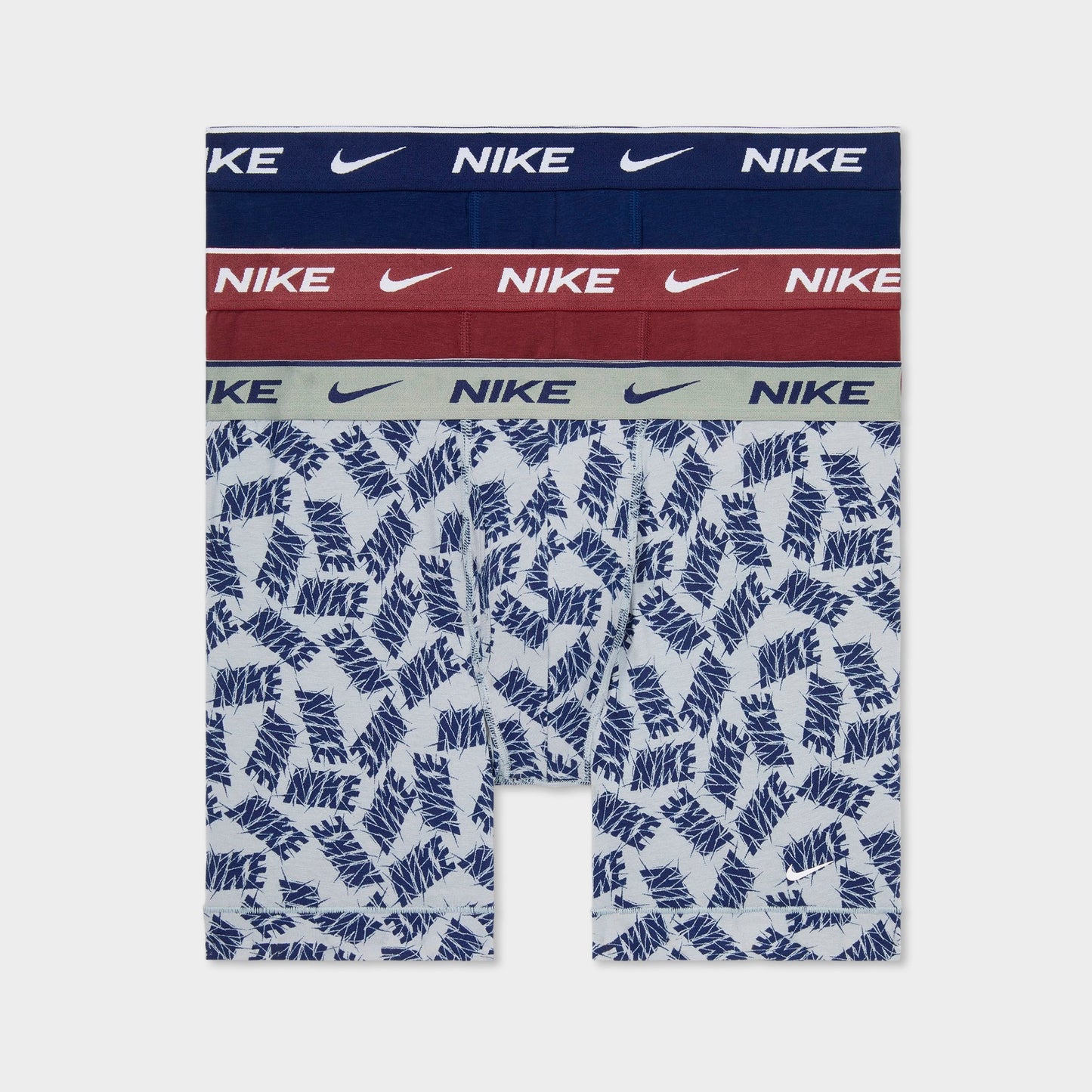 Men's Nike Stretch Cotton Boxer Briefs (3-Pack) - Wolf Grey Allover Print/Dark Team Red/Blue