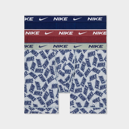 Men's Nike Stretch Cotton Boxer Briefs (3-Pack) - Wolf Grey Allover Print/Dark Team Red/Blue