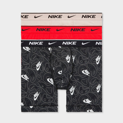 Men's Nike Stretch Cotton Boxer Briefs (3-Pack) - Typograph/Black/Red/Grey