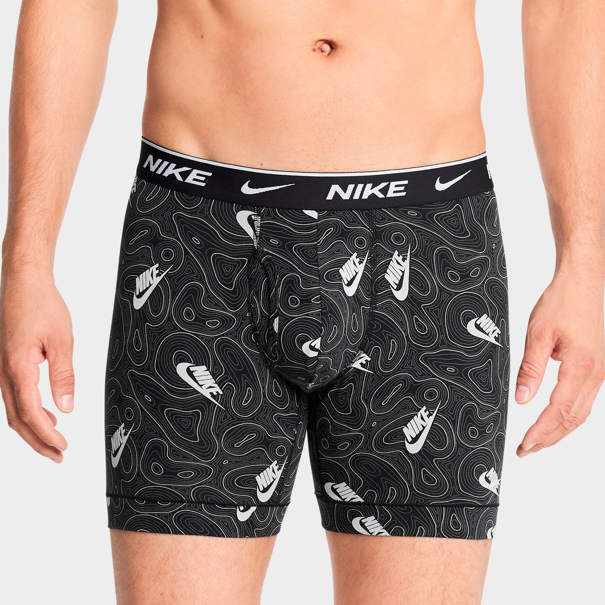 Men's Nike Stretch Cotton Boxer Briefs (3-Pack) - Typograph/Black/Red/Grey