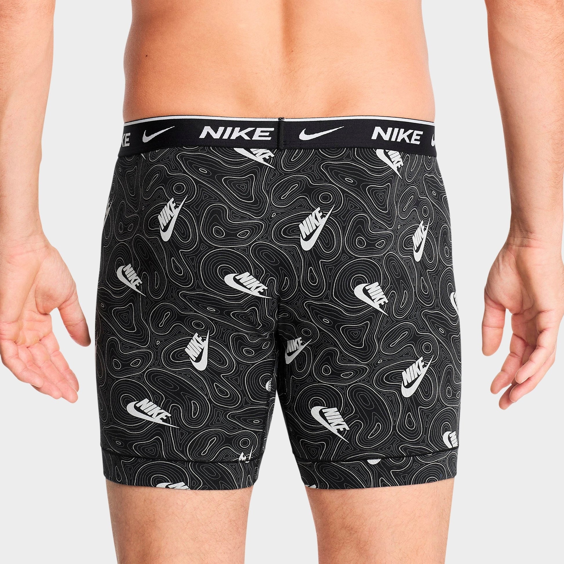 Men's Nike Stretch Cotton Boxer Briefs (3-Pack) - Typograph/Black/Red/Grey