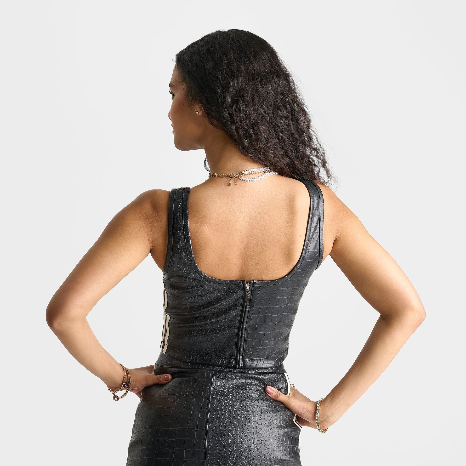 Women's adidas Originals Croc Pleather Corset Top - Black