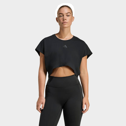 Women's adidas Power Workout Cropped Boxy 3-Stripes Tank - Black