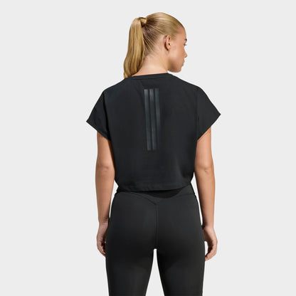 Women's adidas Power Workout Cropped Boxy 3-Stripes Tank - Black