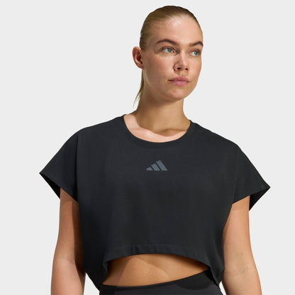 Women's adidas Power Workout Cropped Boxy 3-Stripes Tank - Black