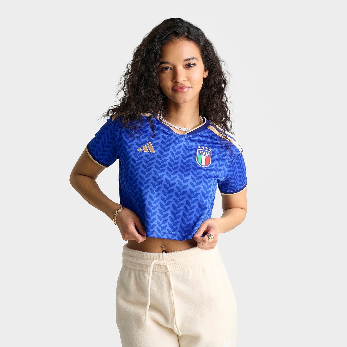 Women's adidas Italy 2026 Home Cropped Jersey - Bold Blue