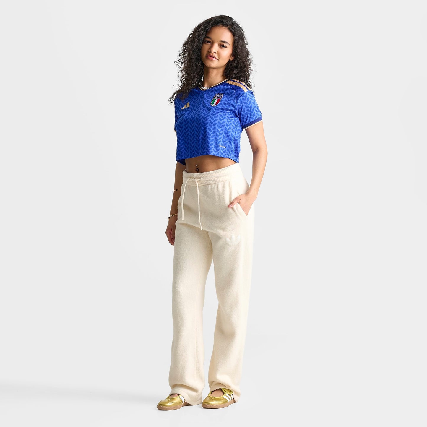 Women's adidas Italy 2026 Home Cropped Jersey - Bold Blue