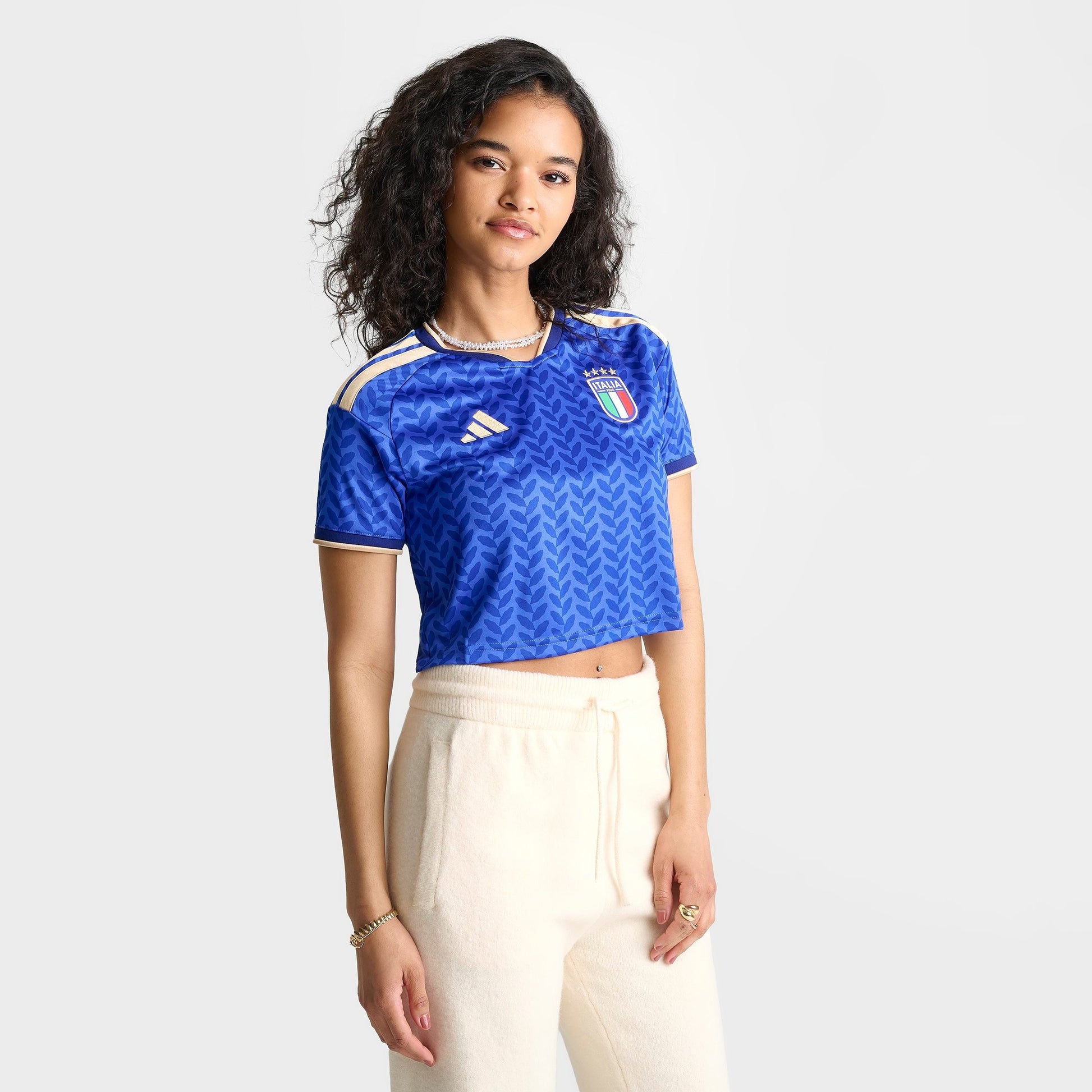 Women's adidas Italy 2026 Home Cropped Jersey - Bold Blue