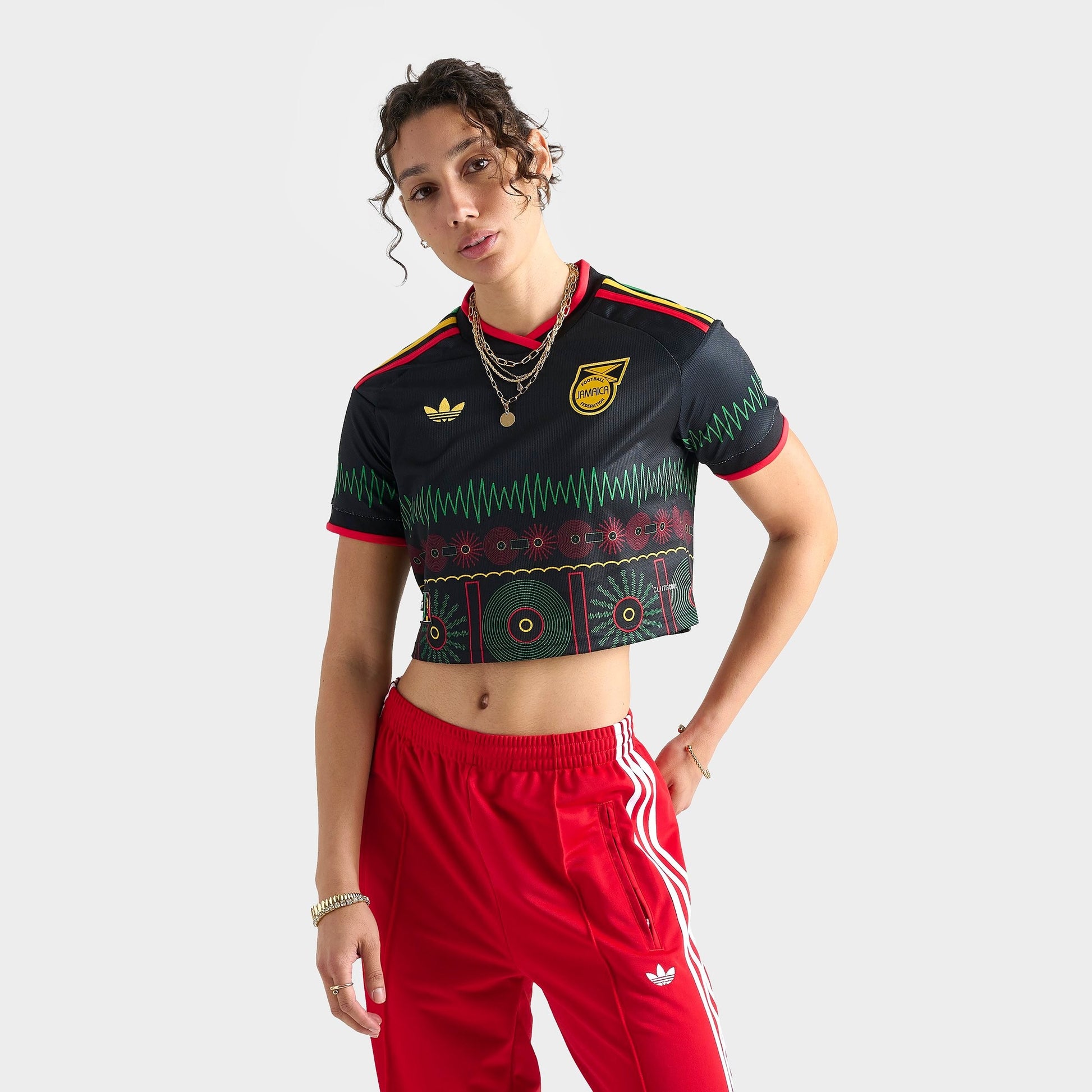 Women's adidas Originals Jamaica 26 x Bob Marley Away Cropped Jersey - Black