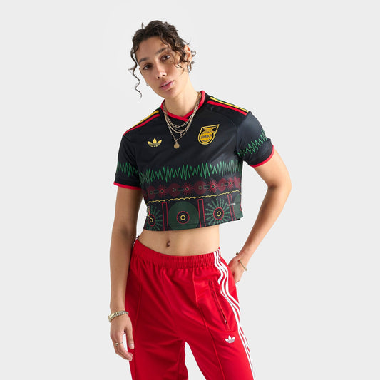 Women's adidas Originals Jamaica 26 x Bob Marley Away Cropped Jersey - Black