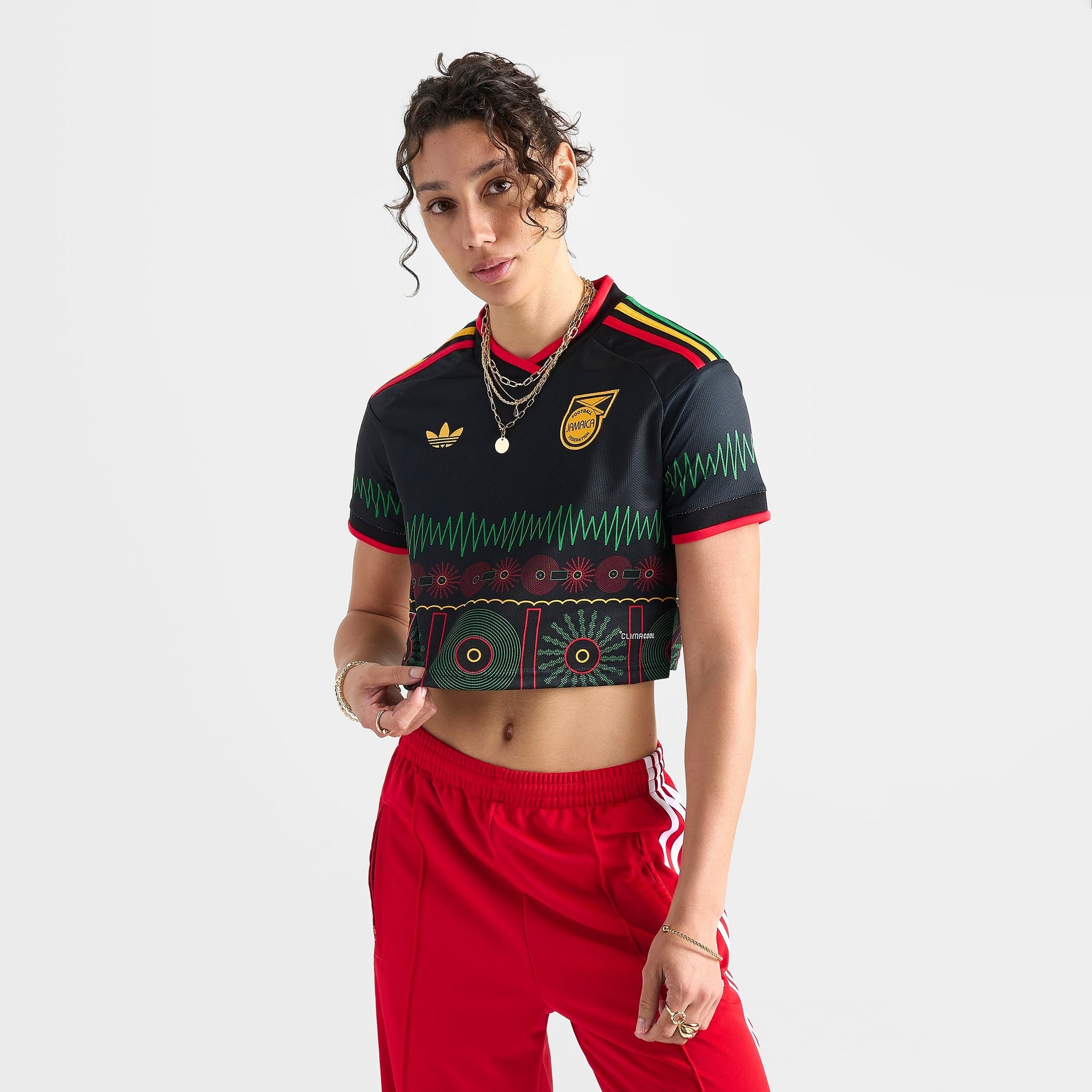 Women's adidas Originals Jamaica 26 x Bob Marley Away Cropped Jersey - Black