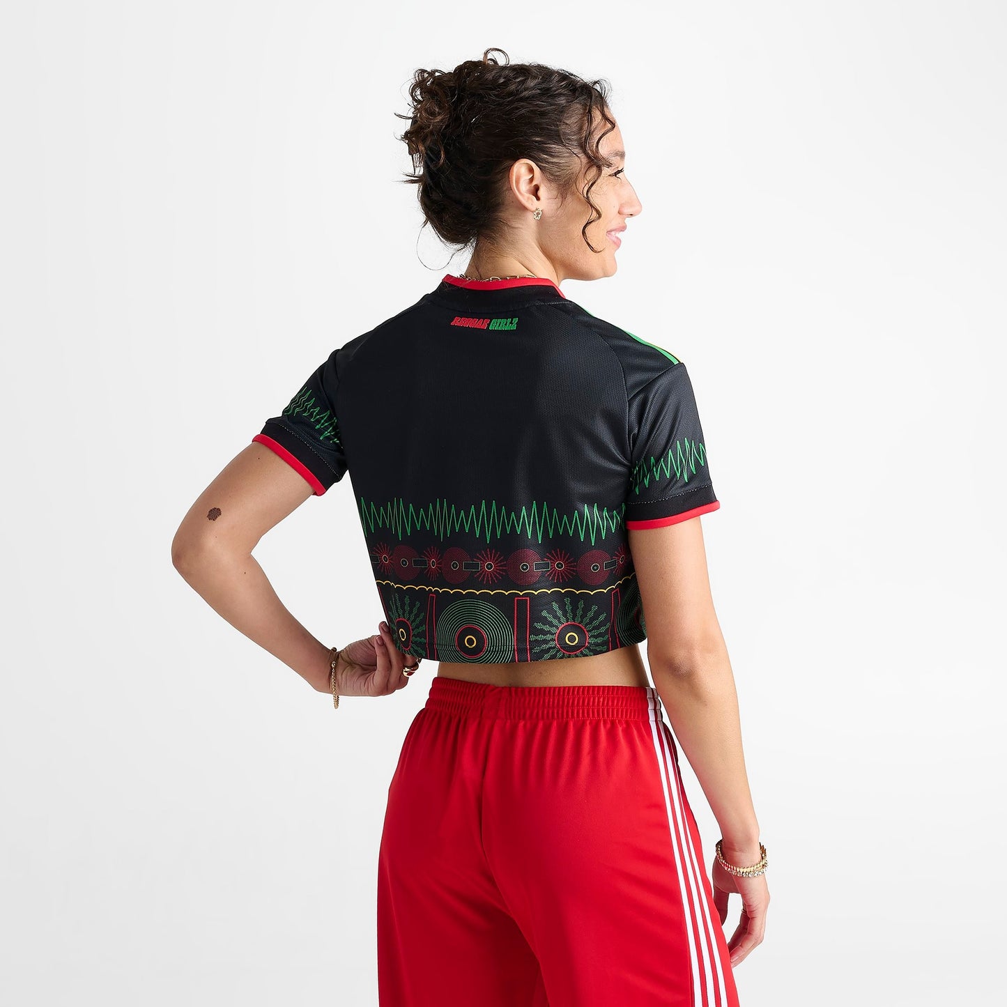 Women's adidas Originals Jamaica 26 x Bob Marley Away Cropped Jersey - Black