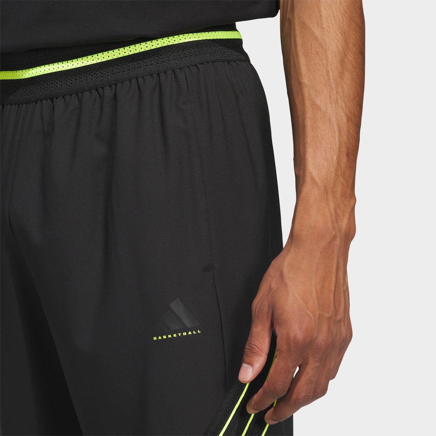 Men's adidas Crazy Lite Woven Basketball Pants - Black/Solar Lemon