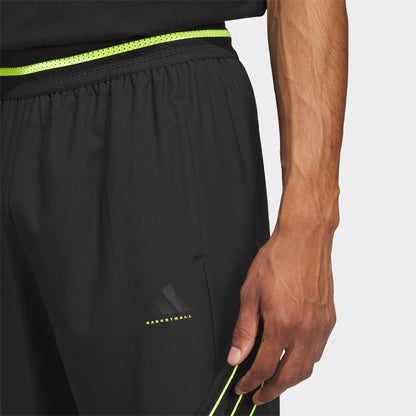Men's adidas Crazy Lite Woven Basketball Pants - Black/Solar Lemon