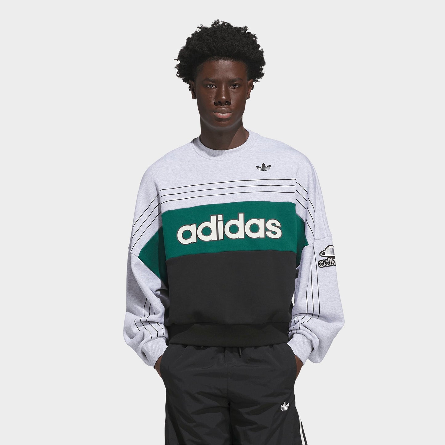Men's adidas Originals Varsity Crewneck Sweatshirt - Light Grey Heather